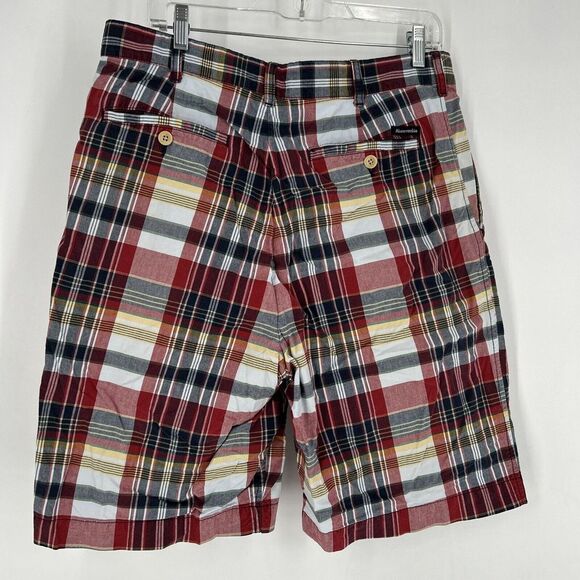 Vtg Y2K Abercrombie & Fitch Shorts Men's 32 Red Blue Plaid Longer Length A&F - Picture 2 of 8